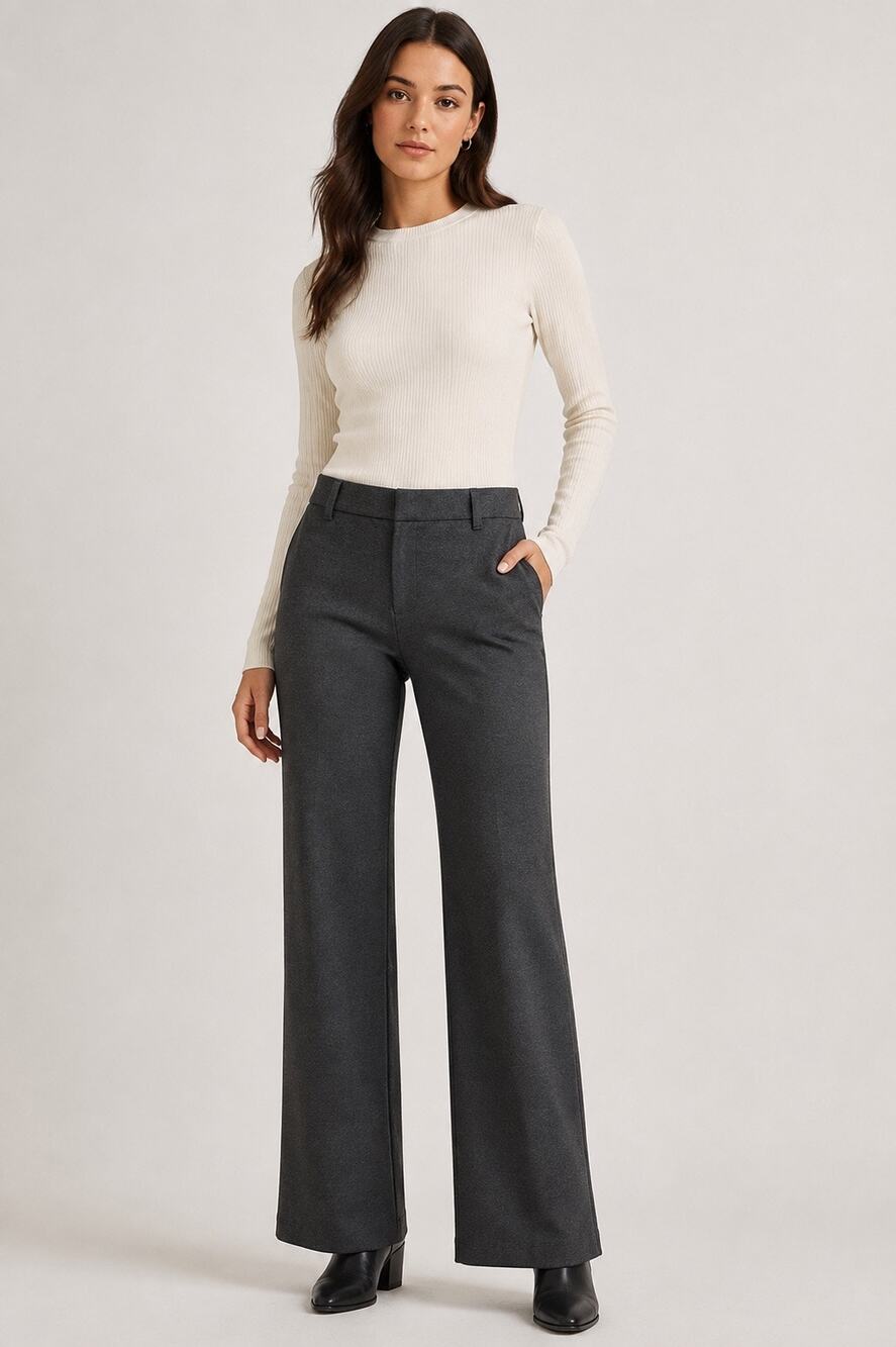 Quince Charcoal Gray Wide Leg Tailored Trousers – Size Small